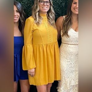 Boohoo yellow smock dress
